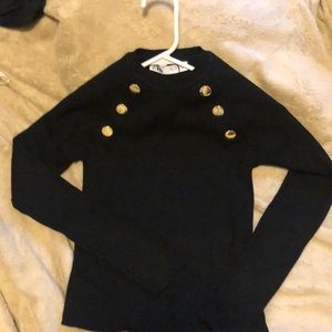 Zara Black Sweater with Gold Buttons